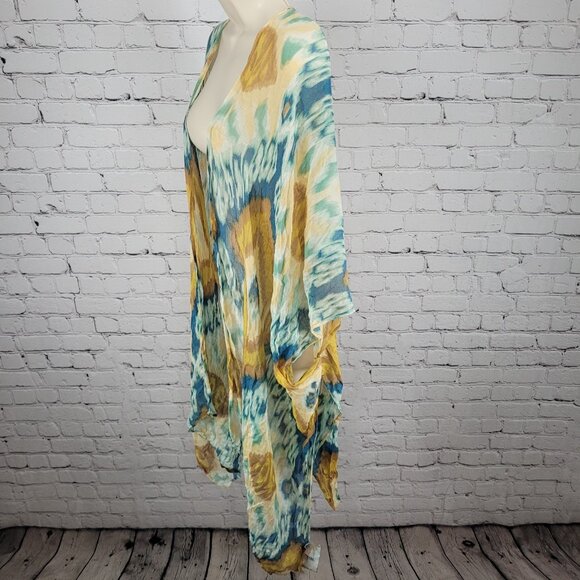 Free People By Bindya Multicolor Lightweight Gauzy Open Duster Cardigan One Size - Picture 11 of 12